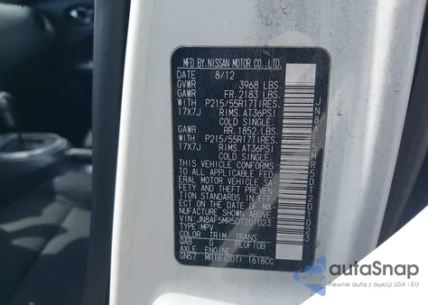 2013 Nissan Juke S z USA, uszkodzony, nr VIN JN8AF5MR5DT201023